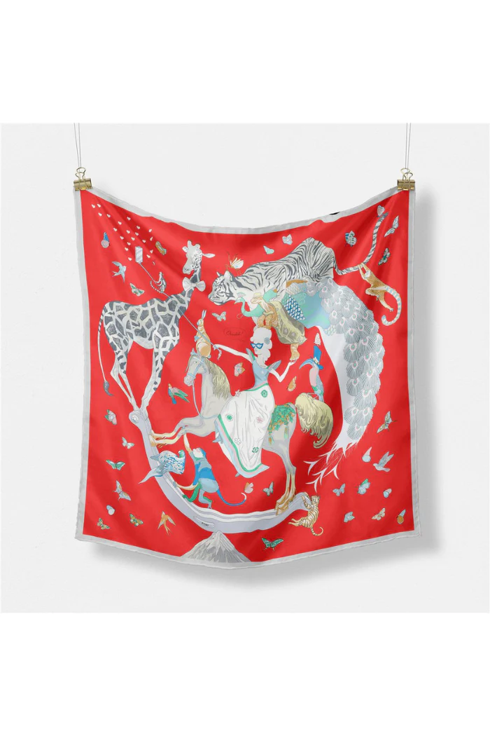Colorful Animal Print Square Silk Scarf - Image 4