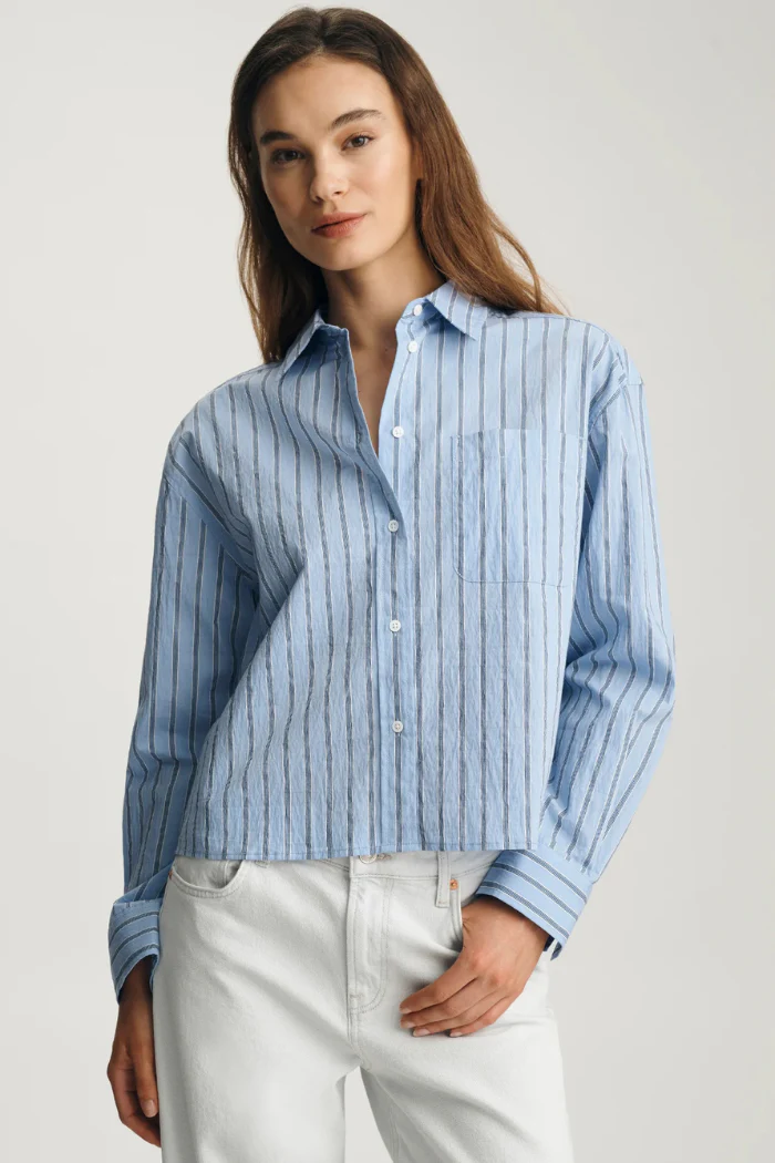 Cropped One Pocket Button-Up Shirt