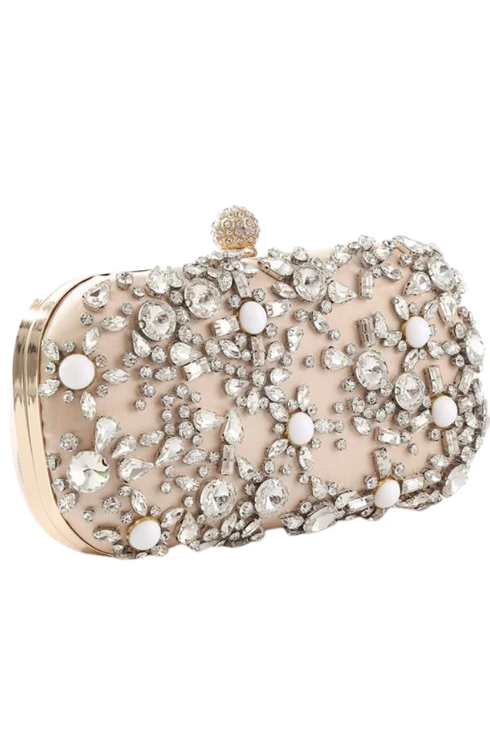 Crystal And Bead Satin Clutch - Image 2