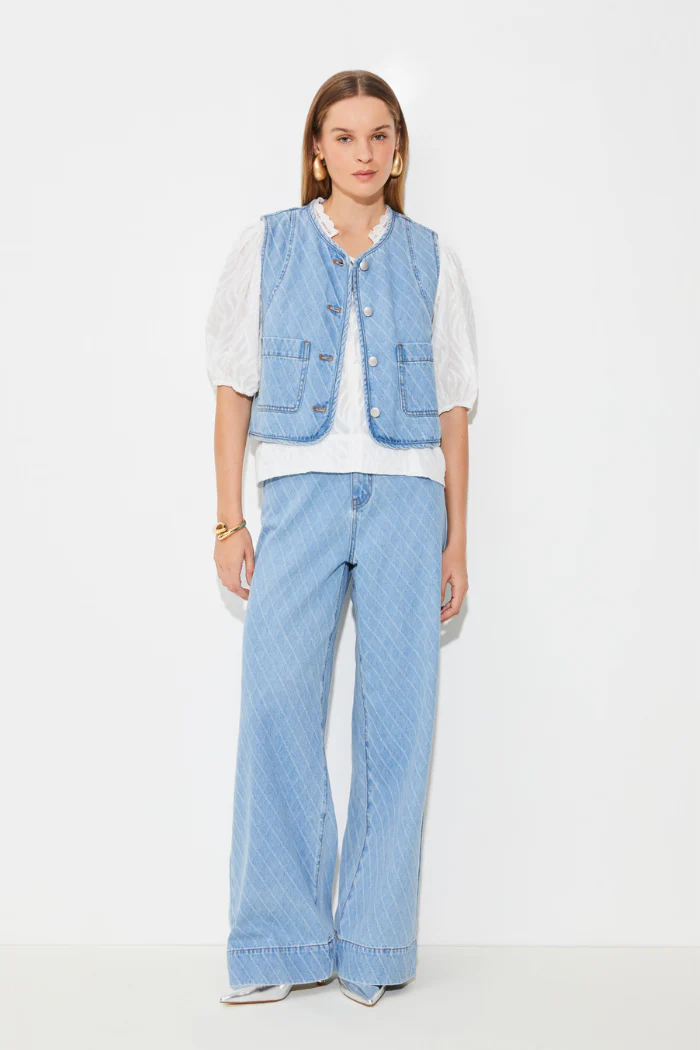 Dakota Short Jacquard Denim Vest