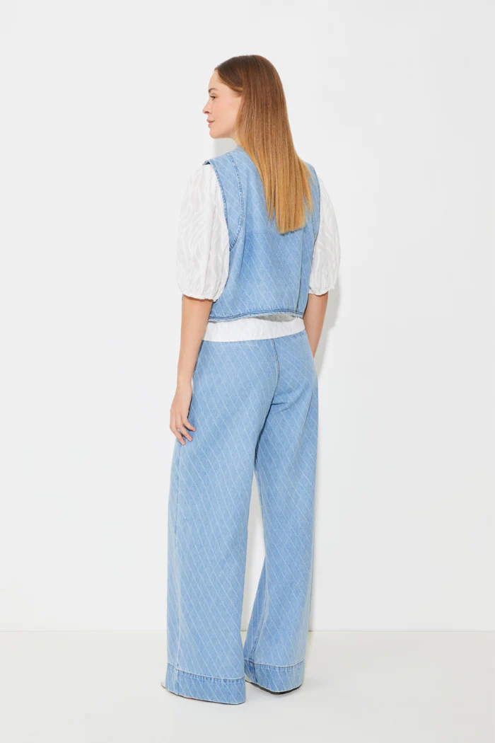 Dakota Short Jacquard Denim Vest - Image 3