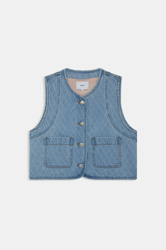 Dakota Short Jacquard Denim Vest - Image 4