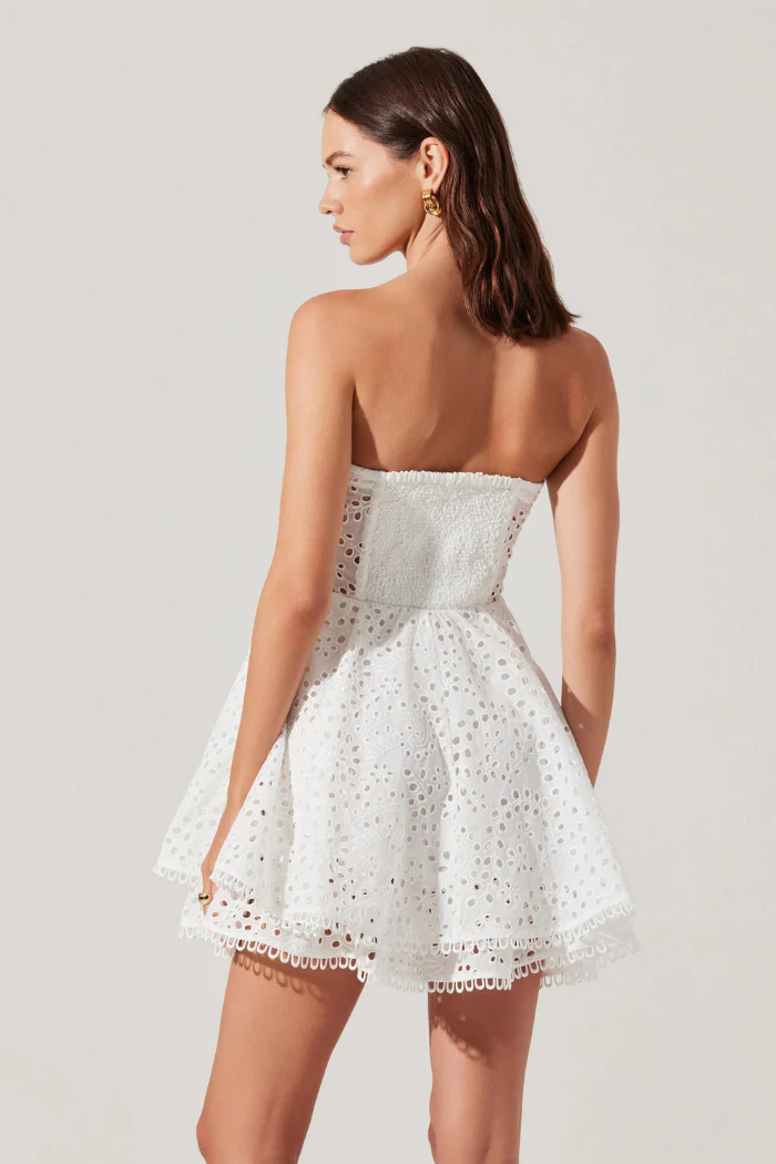 Deasia Strapless Eyelet Mini Dress - Image 2