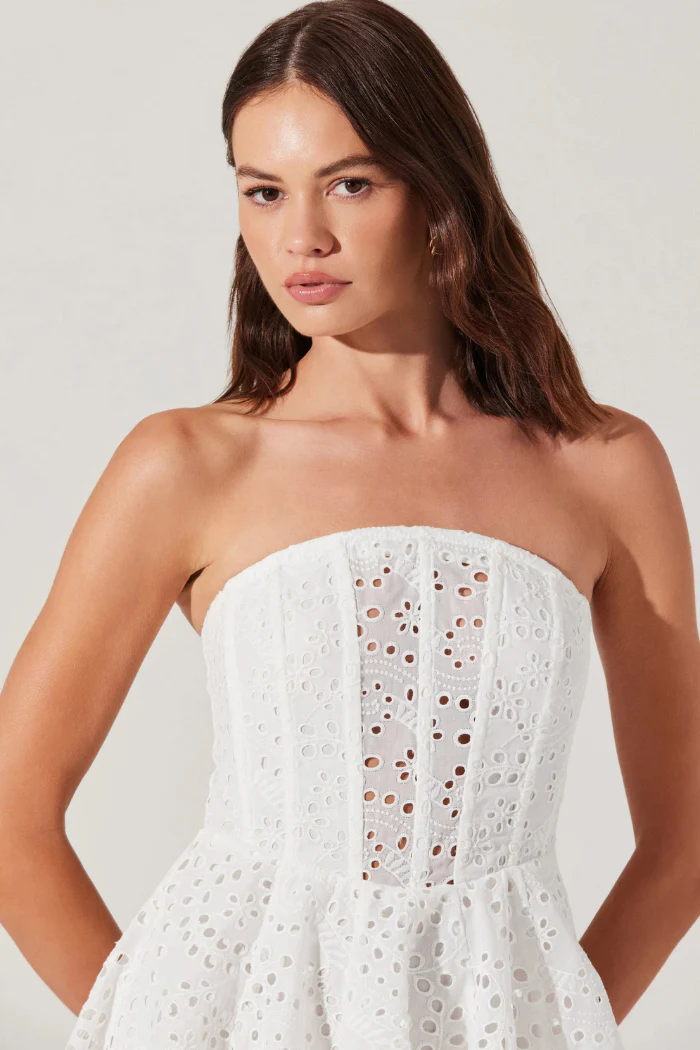 Deasia Strapless Eyelet Mini Dress - Image 5