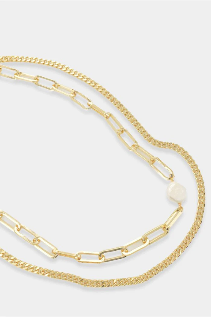 Double Layer Curb Chain Paperclip Necklace - Image 3