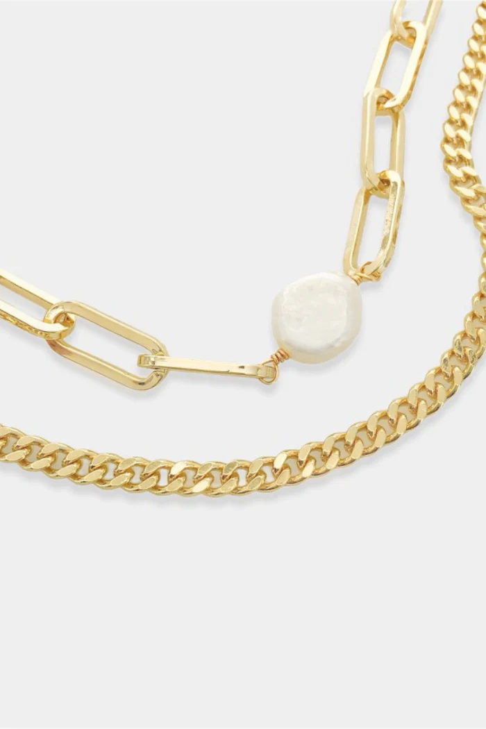 Double Layer Curb Chain Paperclip Necklace - Image 4