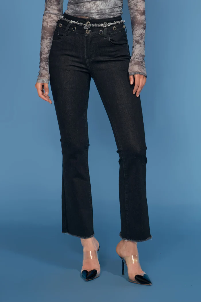 Double Waist Band Denim Jean - Image 2
