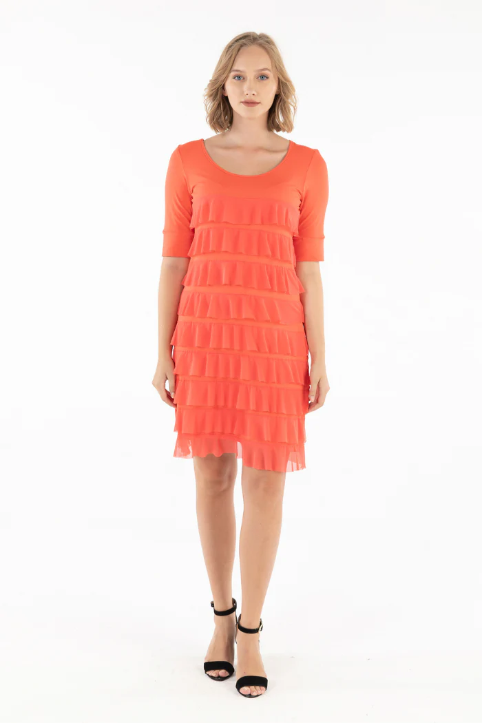 Elbow Sleeve Cha Cha Dress - Sorbet Mesh - Image 3