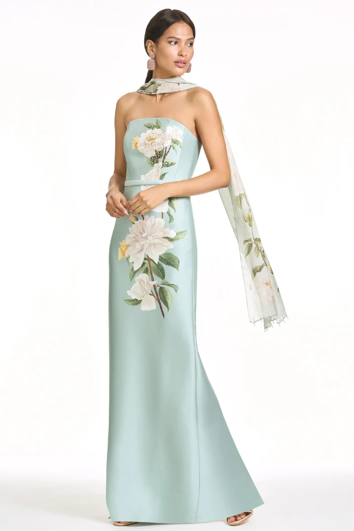 Embellished Sophia Gown - Celadon Floral - Image 2