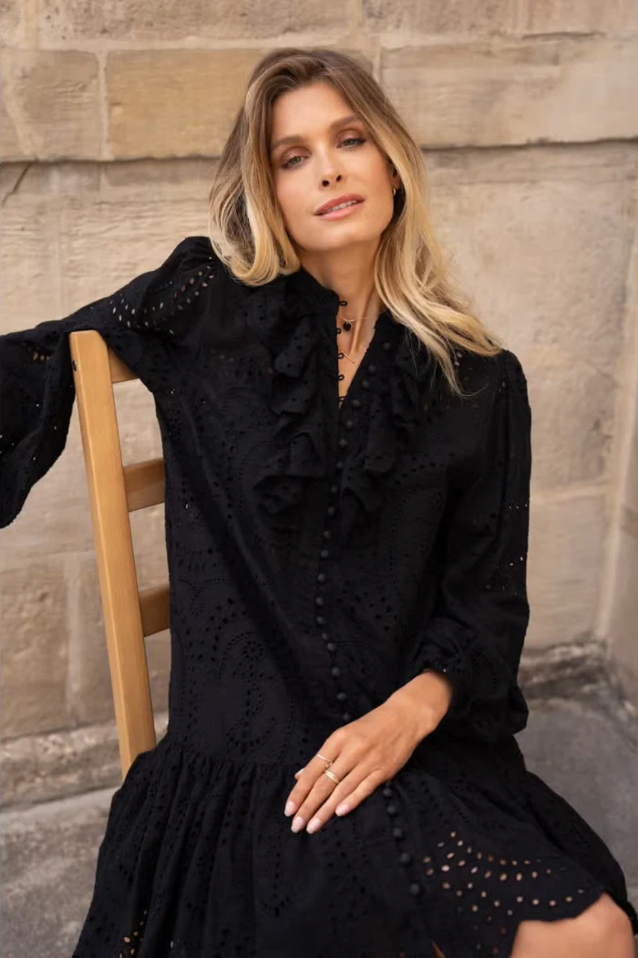 Embroidered Cotton Lace Dress - Image 3