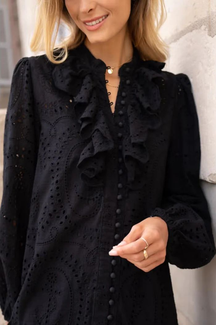 Embroidered Cotton Lace Dress - Image 4