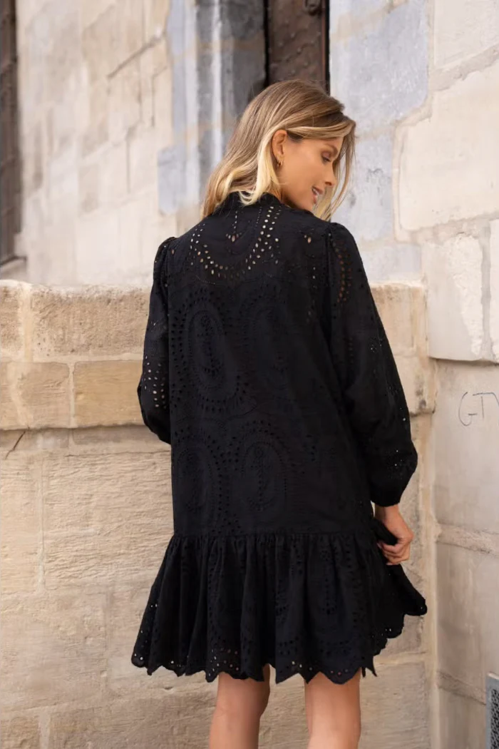 Embroidered Cotton Lace Dress - Image 5