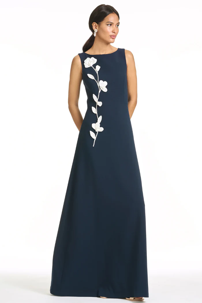 Embroidered Denee Gown - Midnight - Image 5