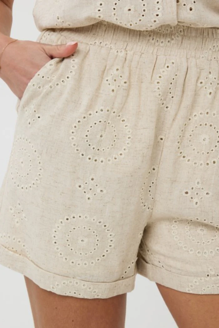 Embroidered Linen Shorts - Image 3