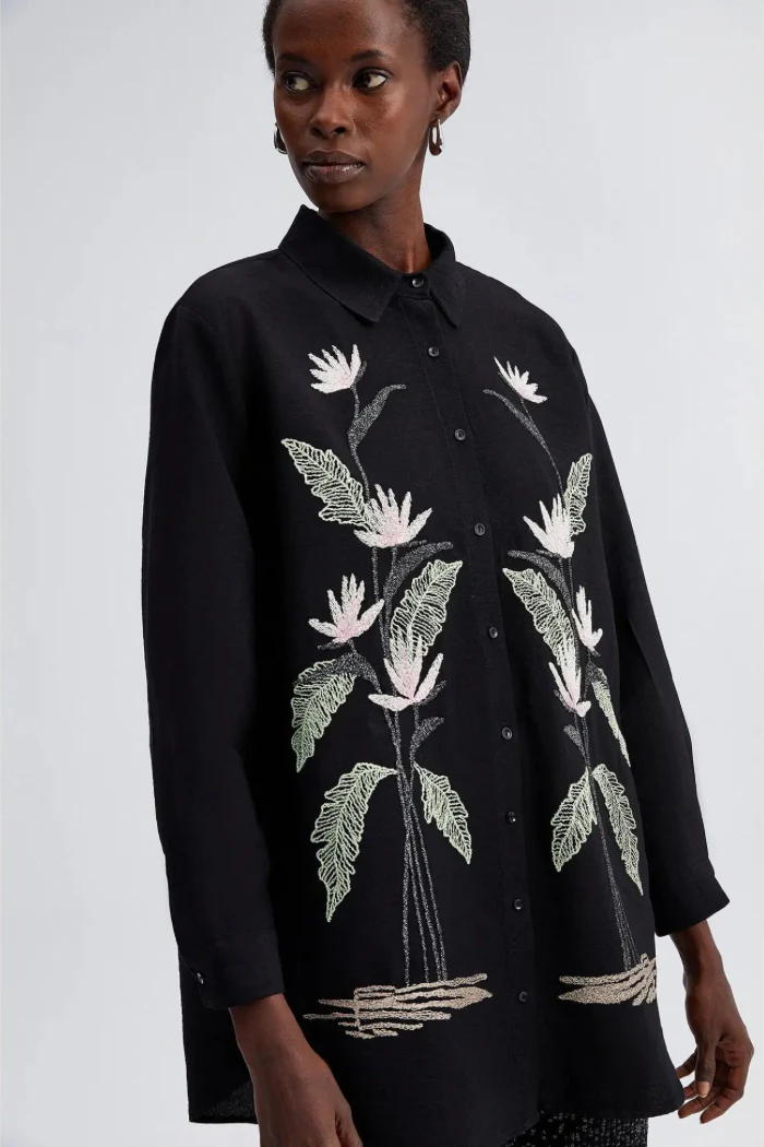 Embroidered Oversized Shirt - Image 2