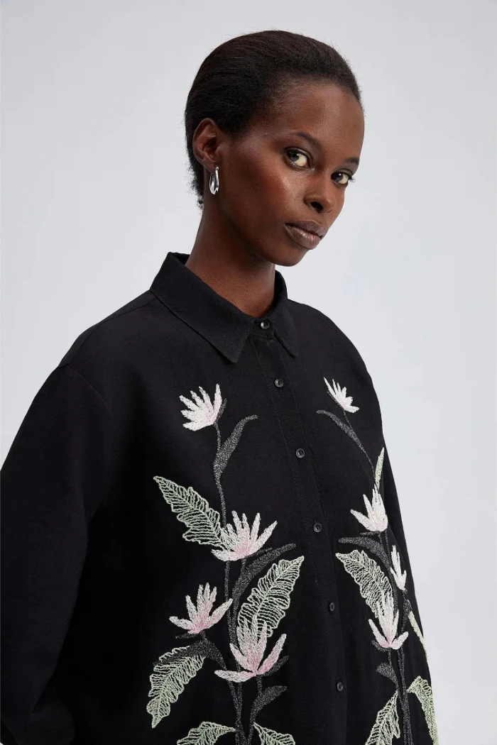 Embroidered Oversized Shirt - Image 5