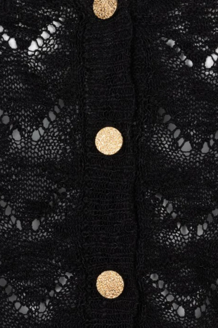Fancy Knit Cardigan - Black - Image 4