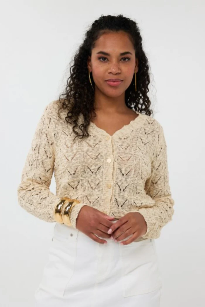 Fancy Knit Cardigan - Light Sand