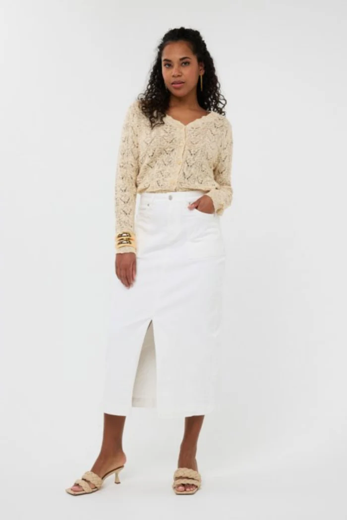 Fancy Knit Cardigan - Light Sand - Image 4