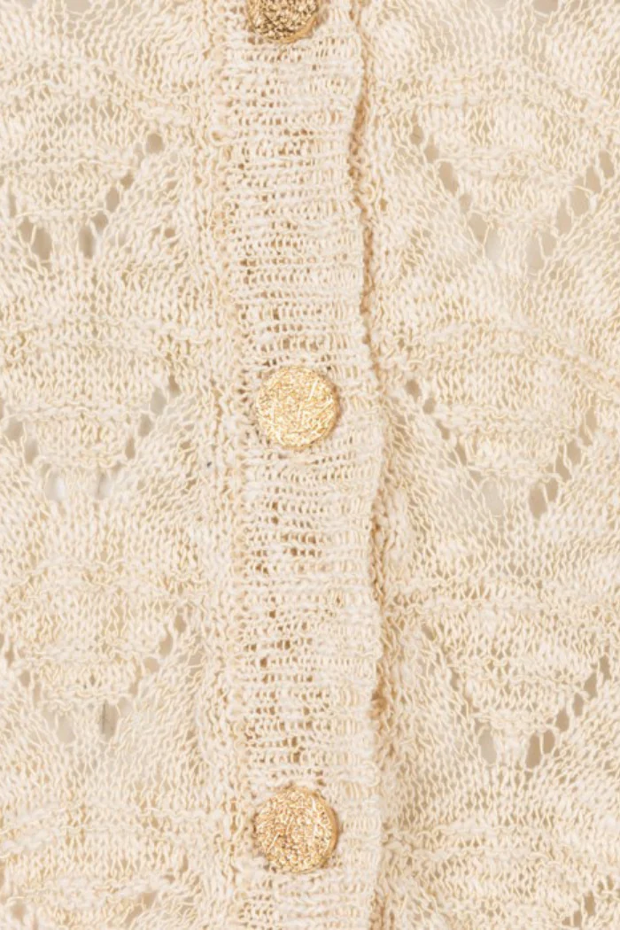 Fancy Knit Cardigan - Light Sand - Image 5