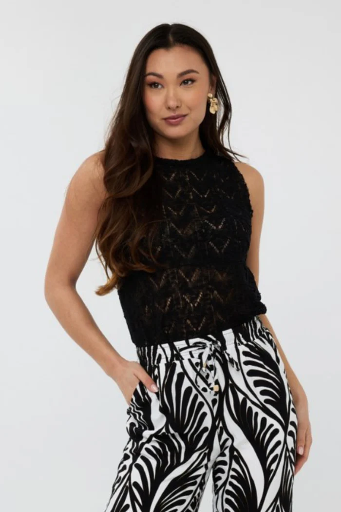 Fancy Knit Top - Black