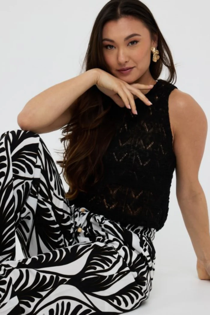Fancy Knit Top - Black - Image 2