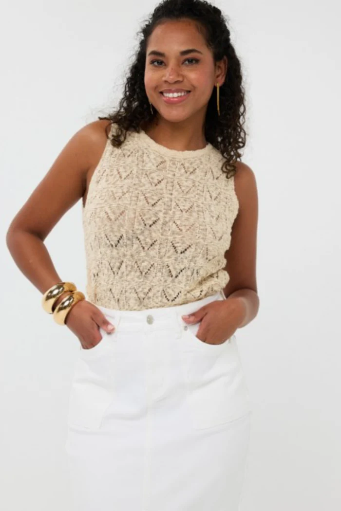 Fancy Knit Top - Light Sand
