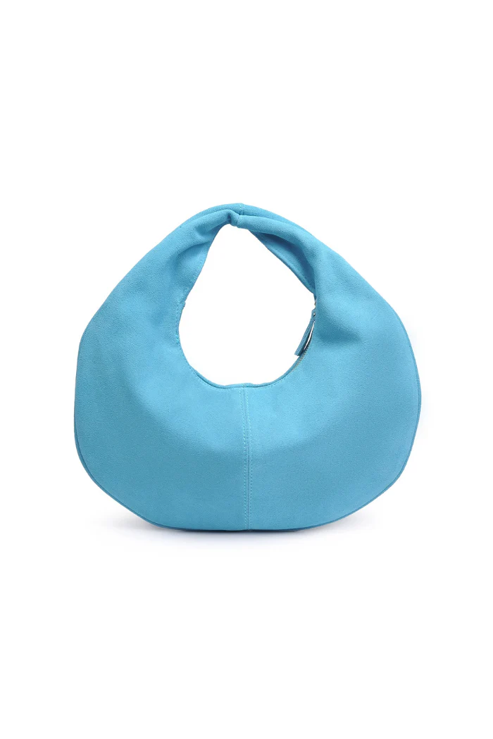 Farrah Suede Hobo Bag - Sky Blue