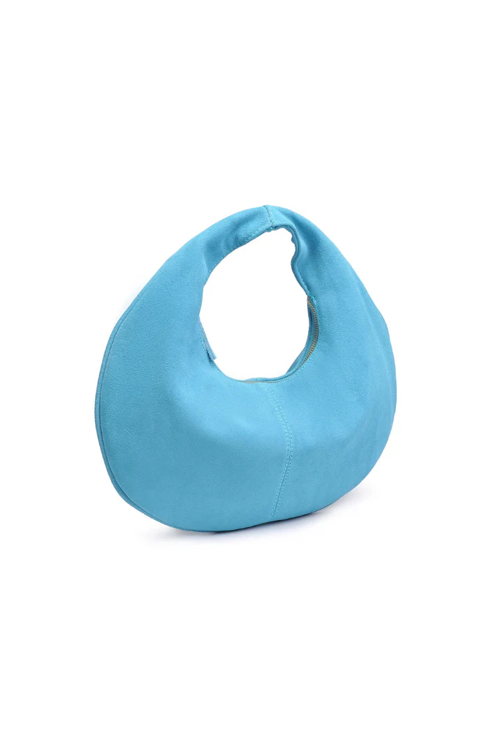 Farrah Suede Hobo Bag - Sky Blue - Image 2