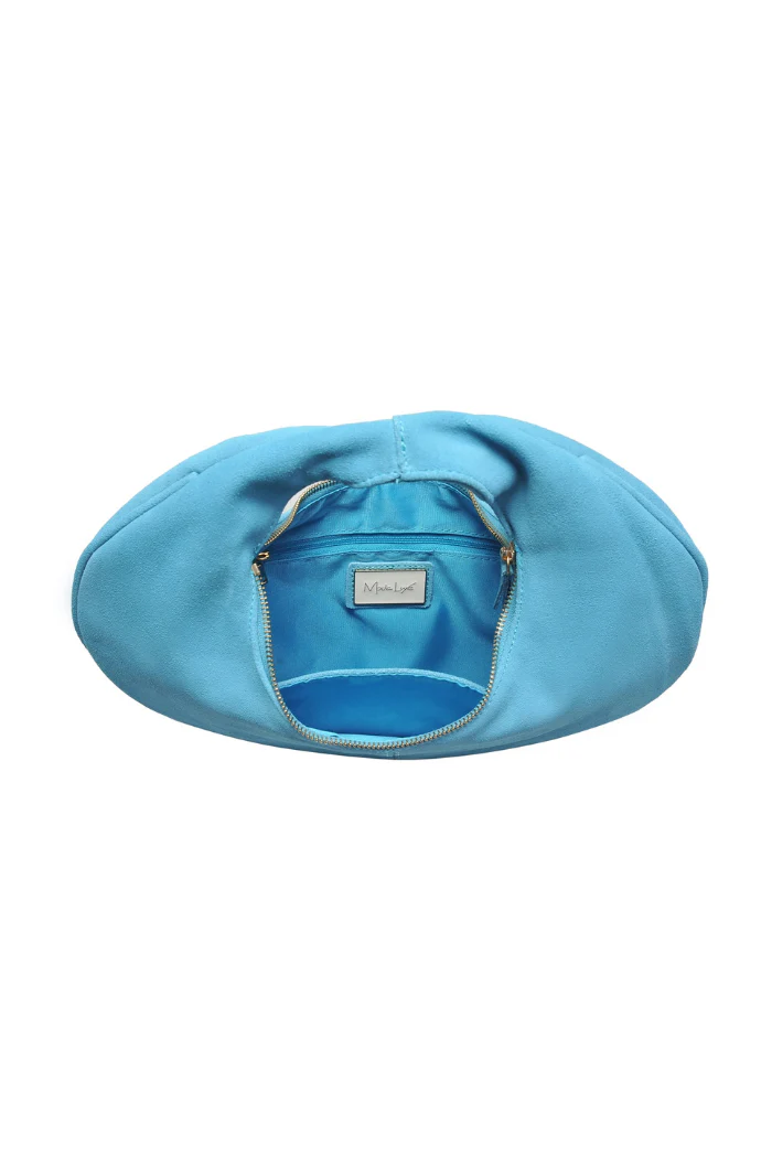 Farrah Suede Hobo Bag - Sky Blue - Image 4