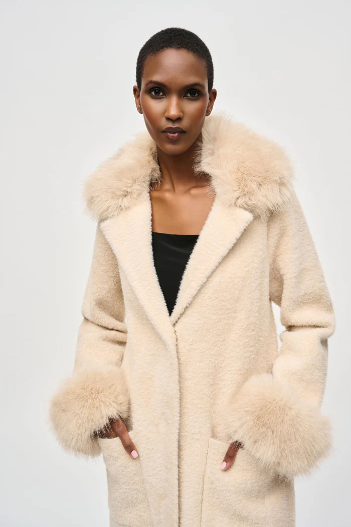Feather Yarn and Faux Fur Sweater Coat - Image 10