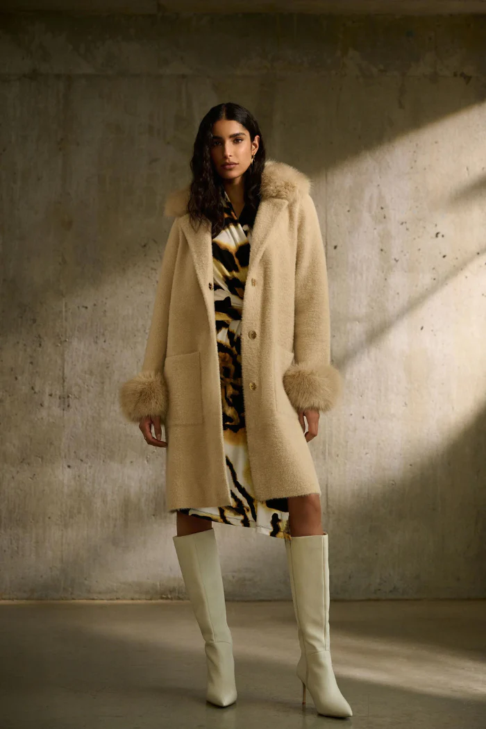 Feather Yarn and Faux Fur Sweater Coat - Image 11