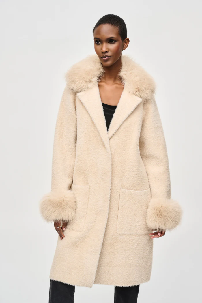 Feather Yarn and Faux Fur Sweater Coat - Image 2