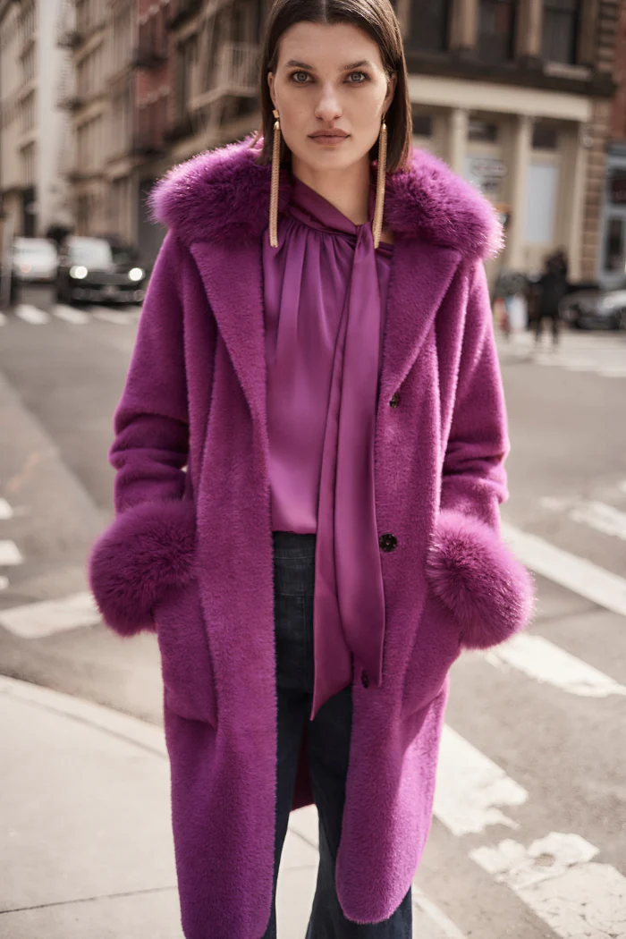 Feather Yarn and Faux Fur Sweater Coat - Image 3