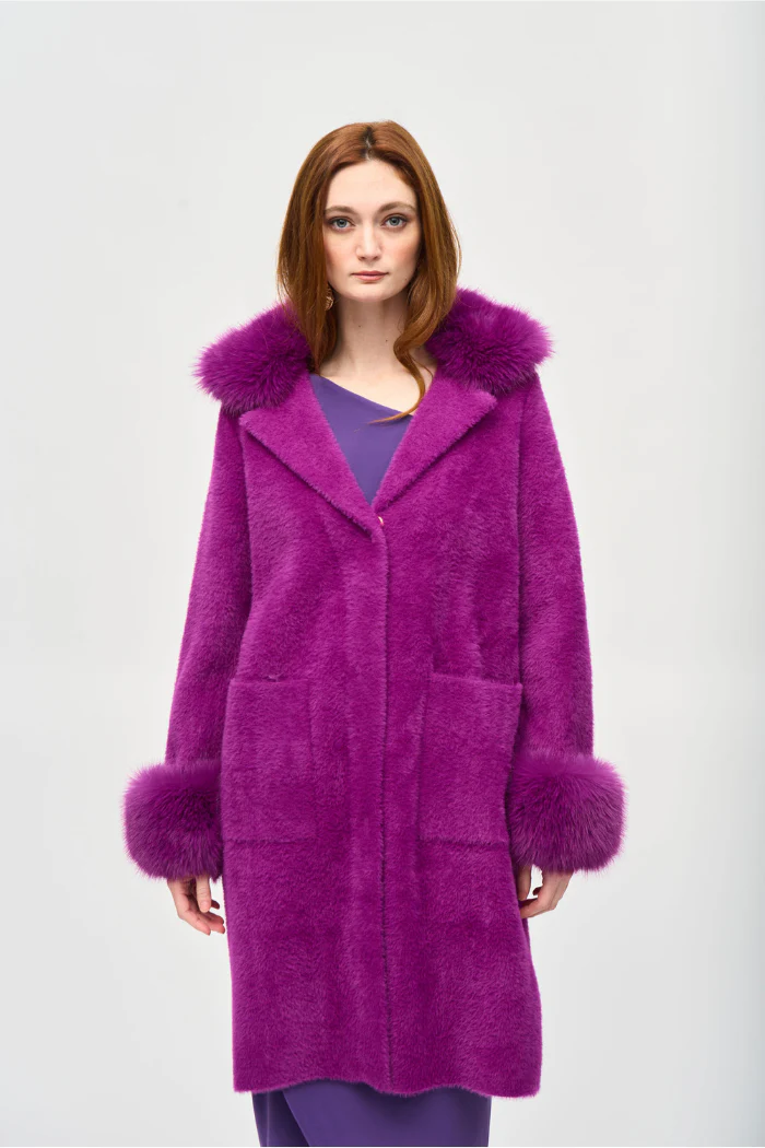 Feather Yarn and Faux Fur Sweater Coat - Image 5