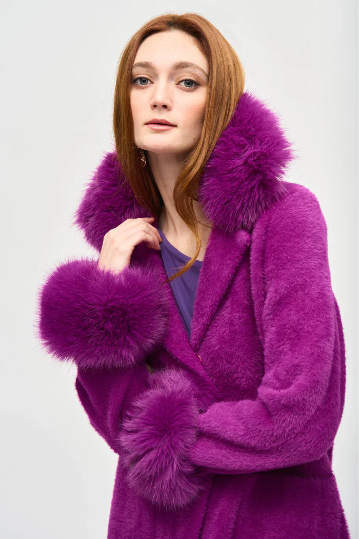 Feather Yarn and Faux Fur Sweater Coat - Image 6