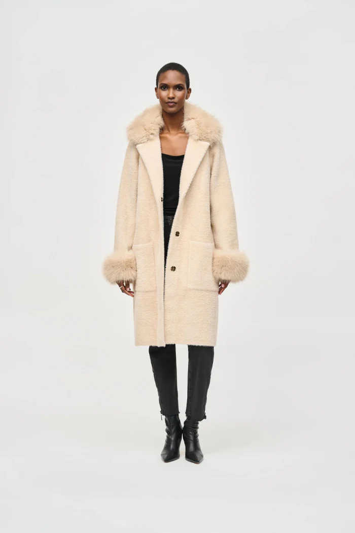 Feather Yarn and Faux Fur Sweater Coat - Image 9