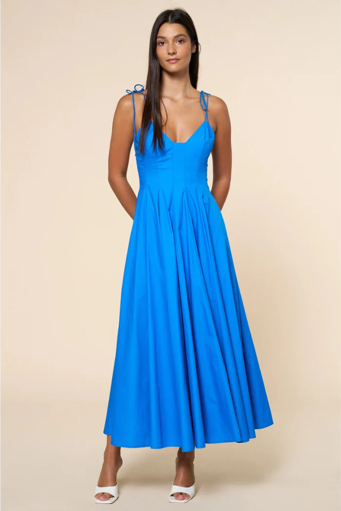 Fit & Flare Shoulder Tie Straps Maxi Dress - Image 2
