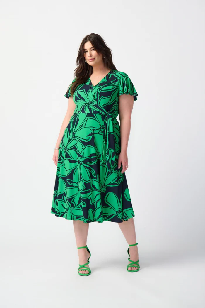 Floral Print Silky Knit Flowy Wrap Dress - Image 6