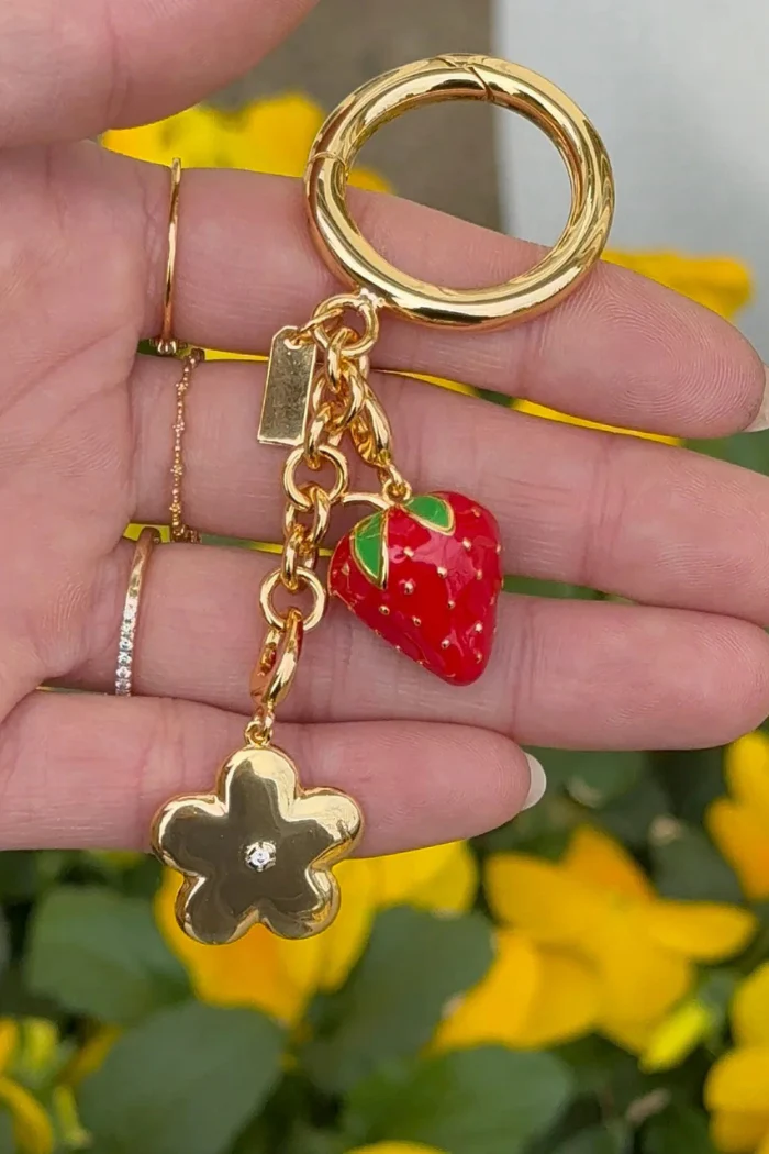 Blossom Gold Flower Bag Charm – Sparkling Floral Purse Accessory - Image 3