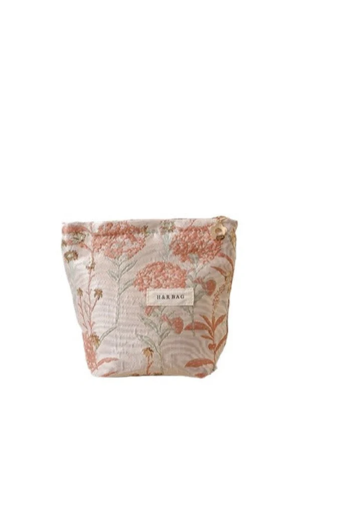 Flower Textured Embroidery Makeup Bag - Image 3