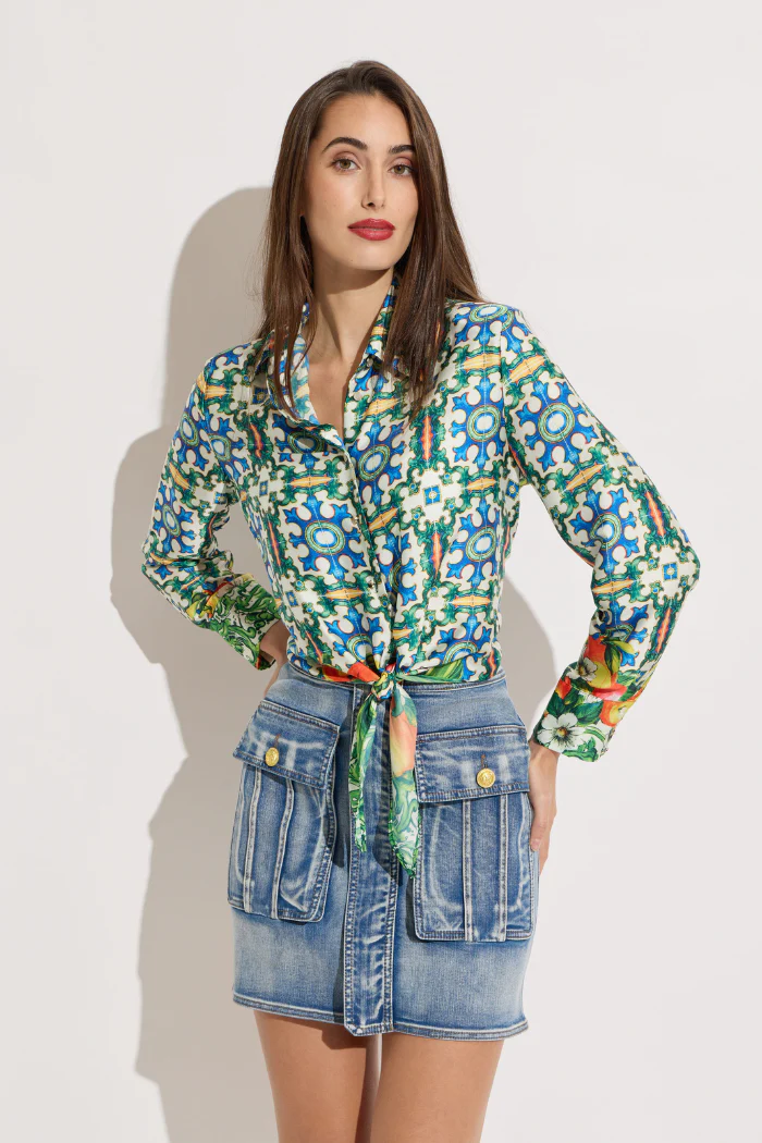 Front Pocket Denim Mini Skirt