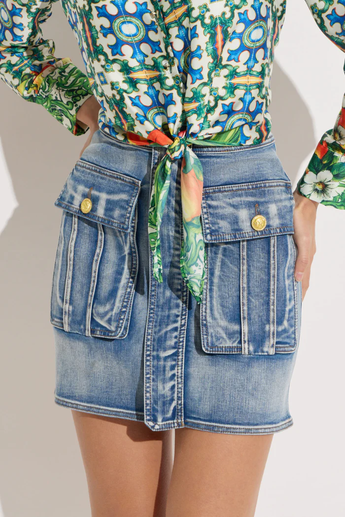 Front Pocket Denim Mini Skirt - Image 2