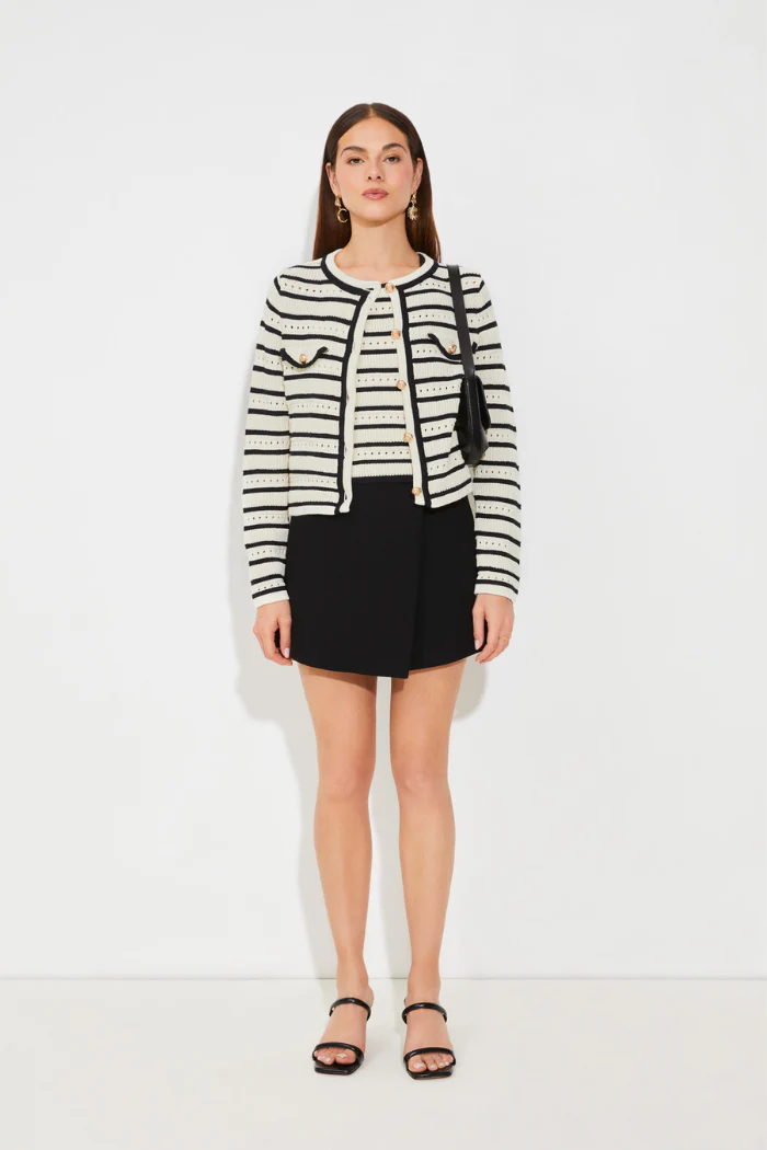 Ganeo Open Work Striped Cardigan - Image 4