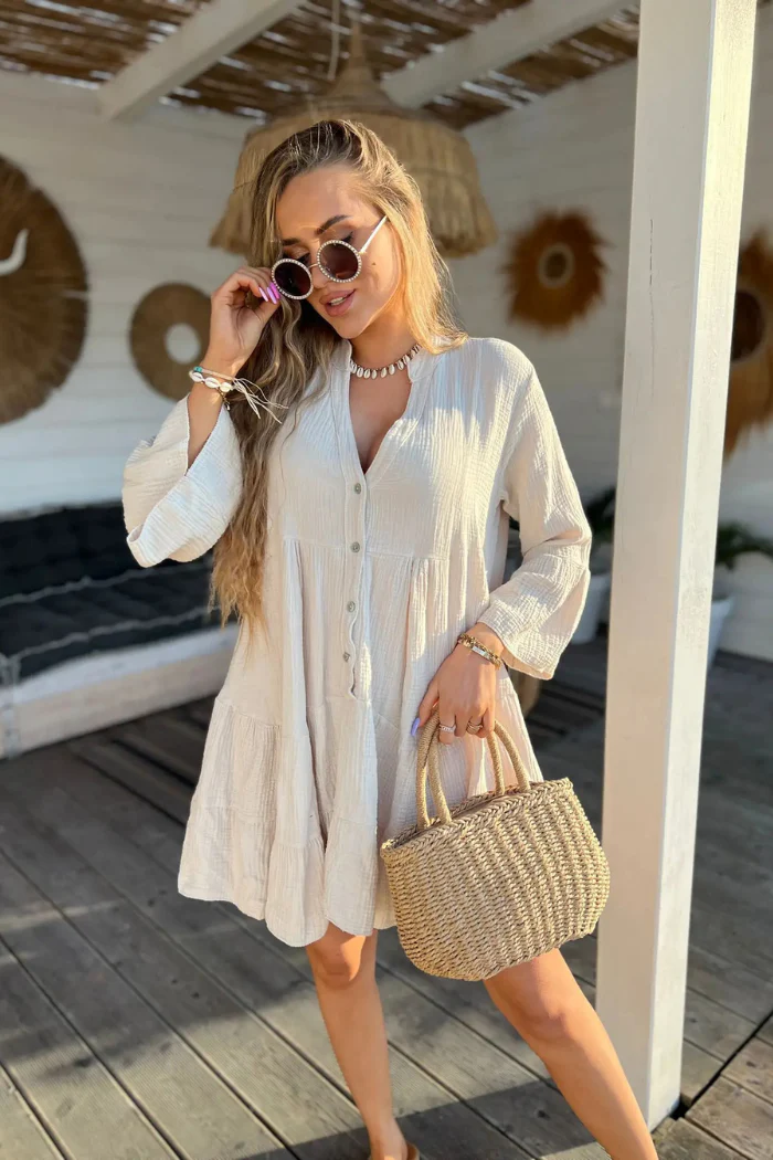 Italian Cotton Gauze Tiered Beach Dress & Luxury Cover-Up - Image 2