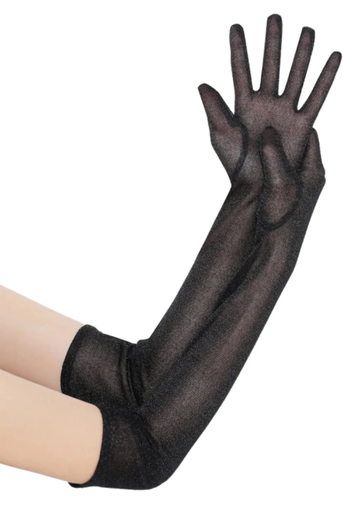 Glitter Mesh Elbow Length Gloves - Image 2