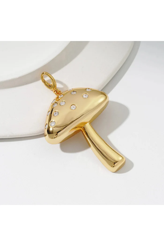Girls Crew Embellished Gold Mushroom Bag Charm – Whimsical Crystal Handbag Accessory - Image 3