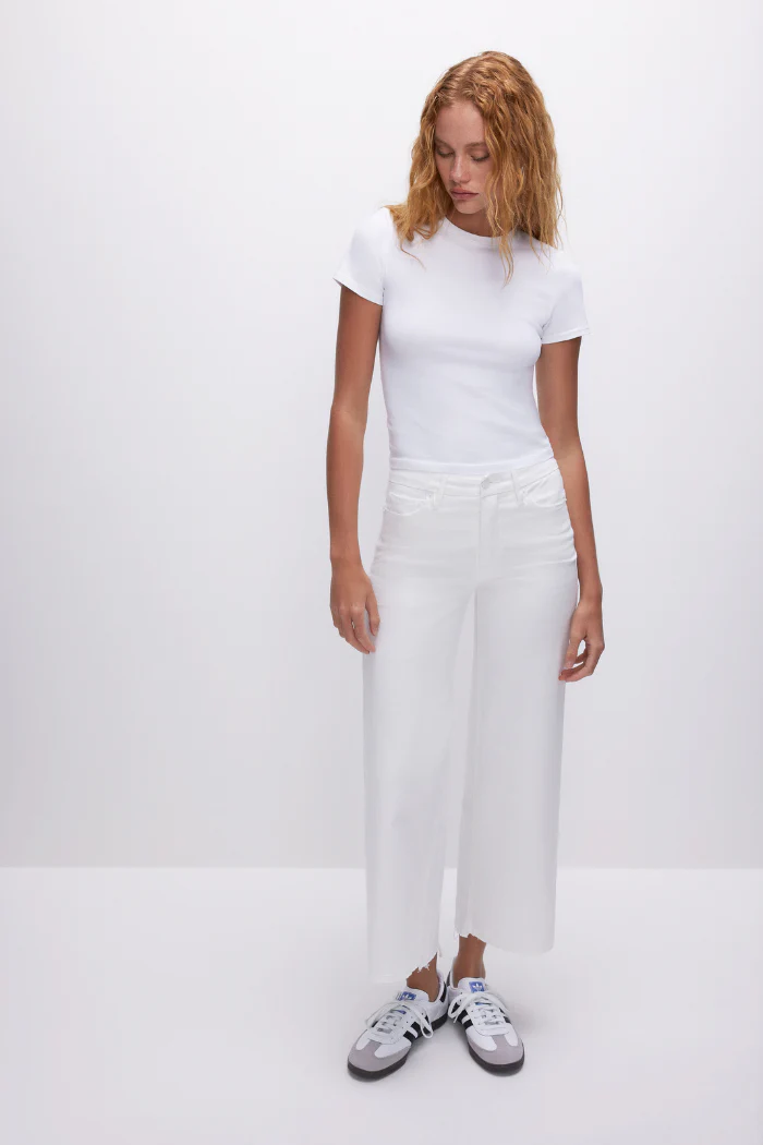Good Waist Cropped Palazzo Jeans - White