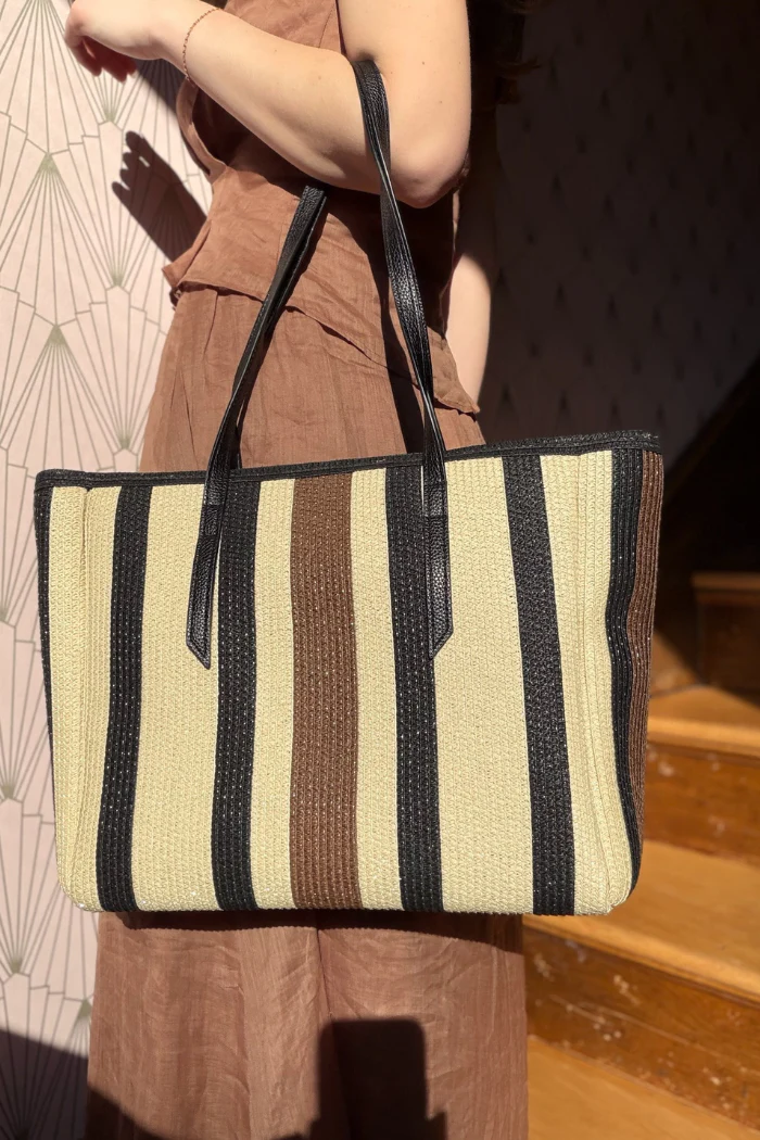 Neutral Striped Bag
