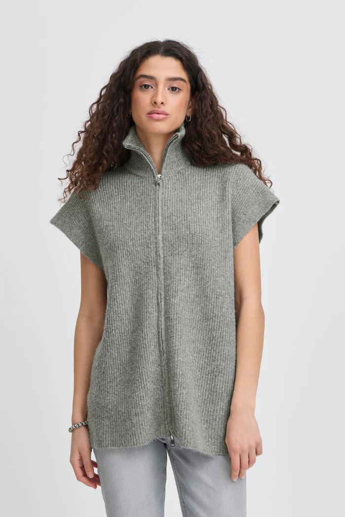IHDucie Zip Front Sweater Vest